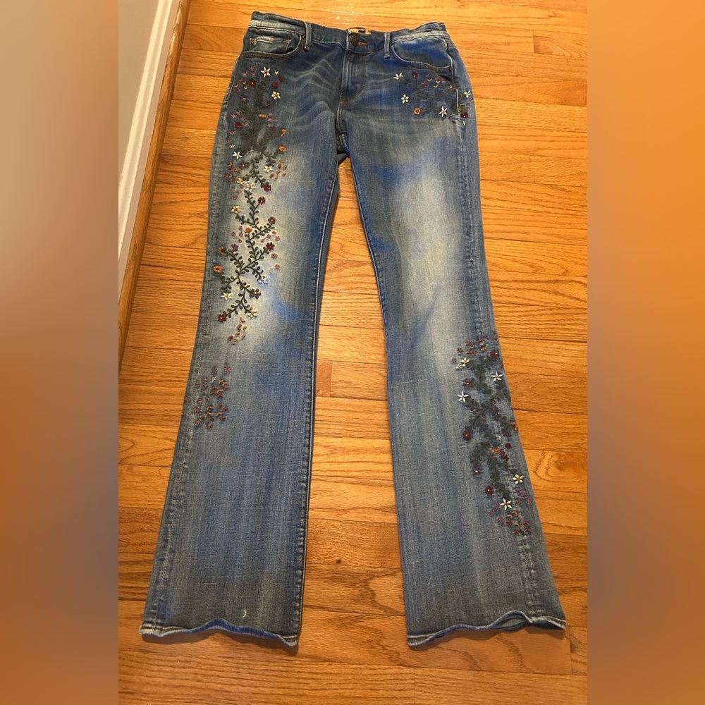 Sundance DRIFTWOOD Floral Embroidered Jeans - size 27 - Picture 2 of 10